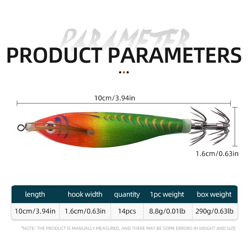 14-Piece Wooden Shrimp Lure with 3D Eyes 4