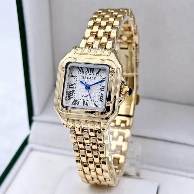 Damen Quarzuhr Gold mit Edelstahlarmband 3