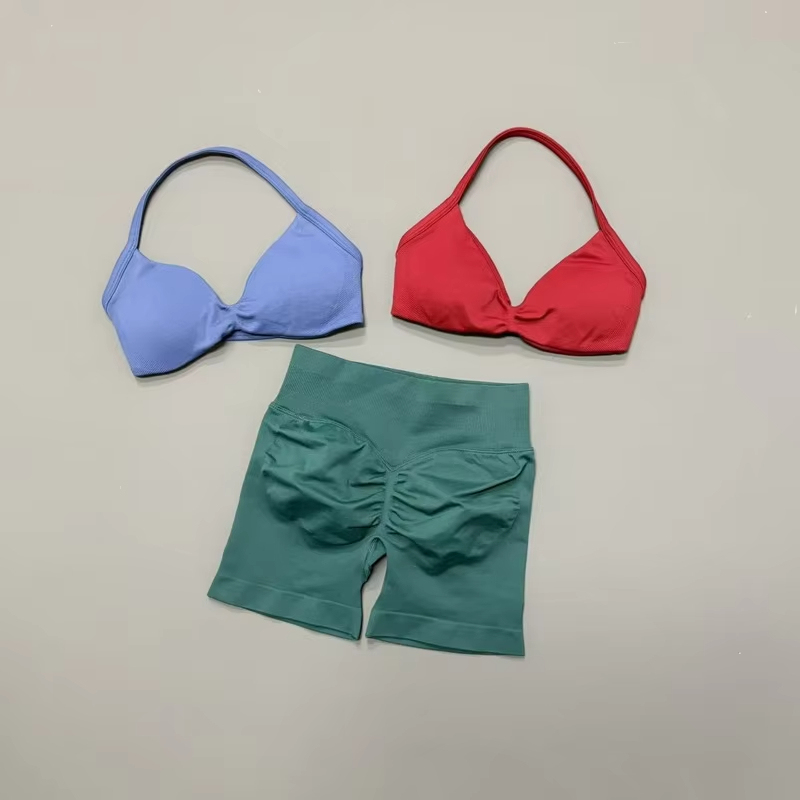 2PCS Seamless Gym Yoga Set Push Up Bra 4