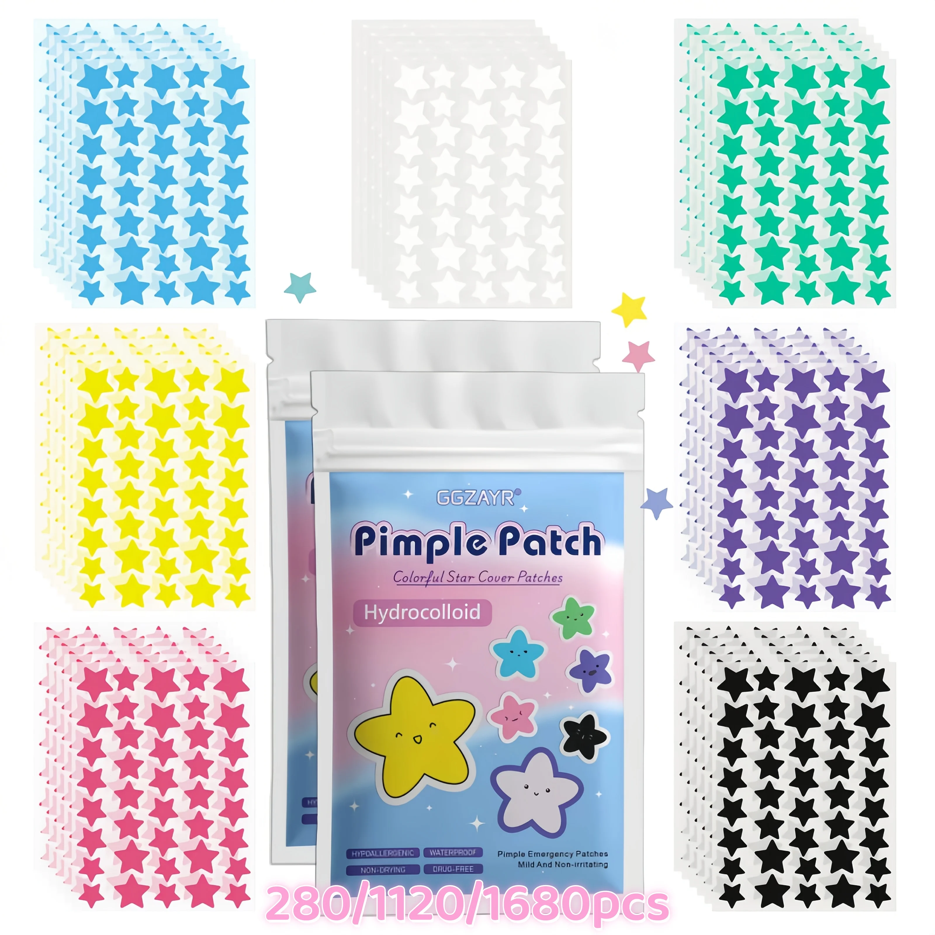 Seven-Color Star Acne Patches, Invisible