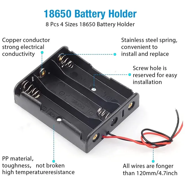 18650 Battery Holder Box with Wires 3