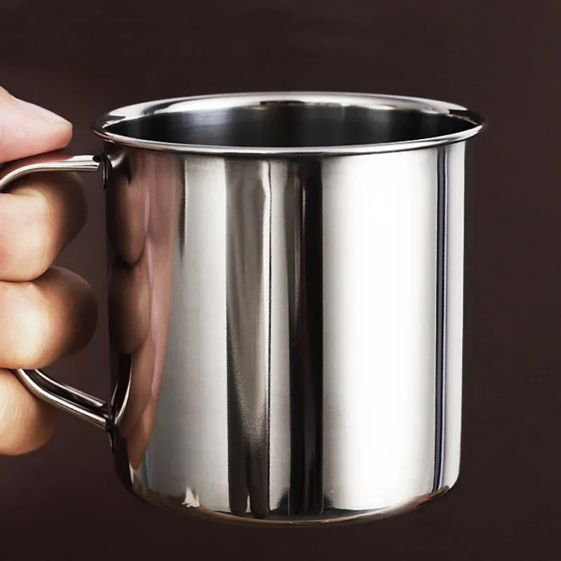 Edelstahl Tasse Tragbare Kaffee Camping Reise Becher Metall 4