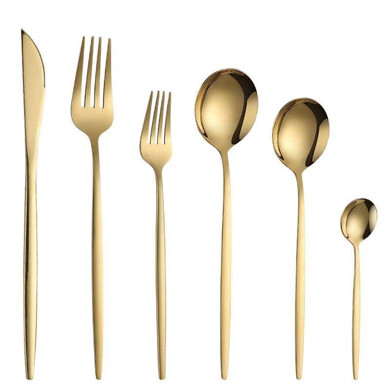 Bulk Hotel Luxury Gold Cutlery Set Spoons Forks