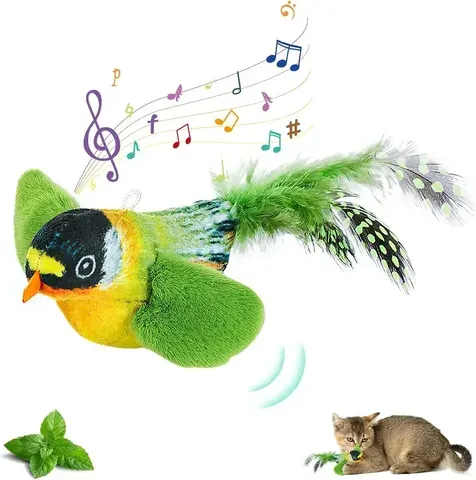 Katzenspielzeug mit Vogelgeräuschen und Seil