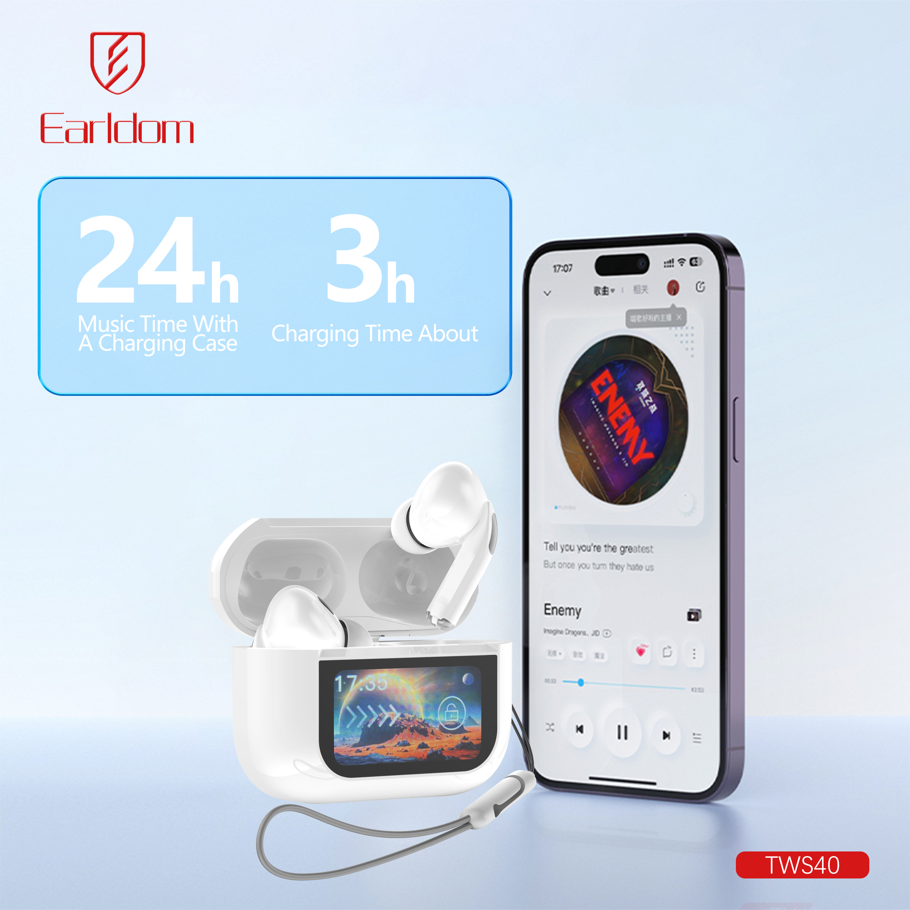Earldom ANC ENC Tws Earbuds With Digital LCD 4
