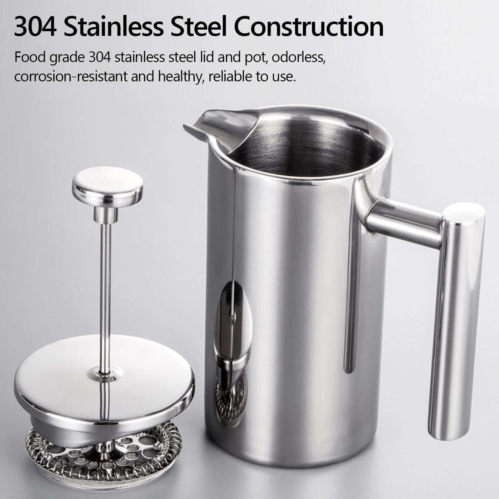 French Press Pot Filterpresse Handgefertigte Kaffeekanne Edelstahl Hochwertig