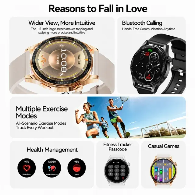 Fitness-Smartwatch mit Gestensteuerung und SOS 2