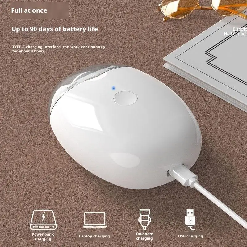 2-in-1 Elektrischer Nageltrimmer mit LED-Licht Automatischer Nagelschleifer und 4