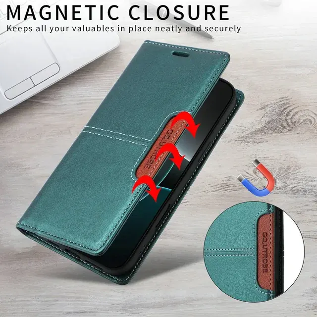 Leather Flip Case with RFID Card Slot 3