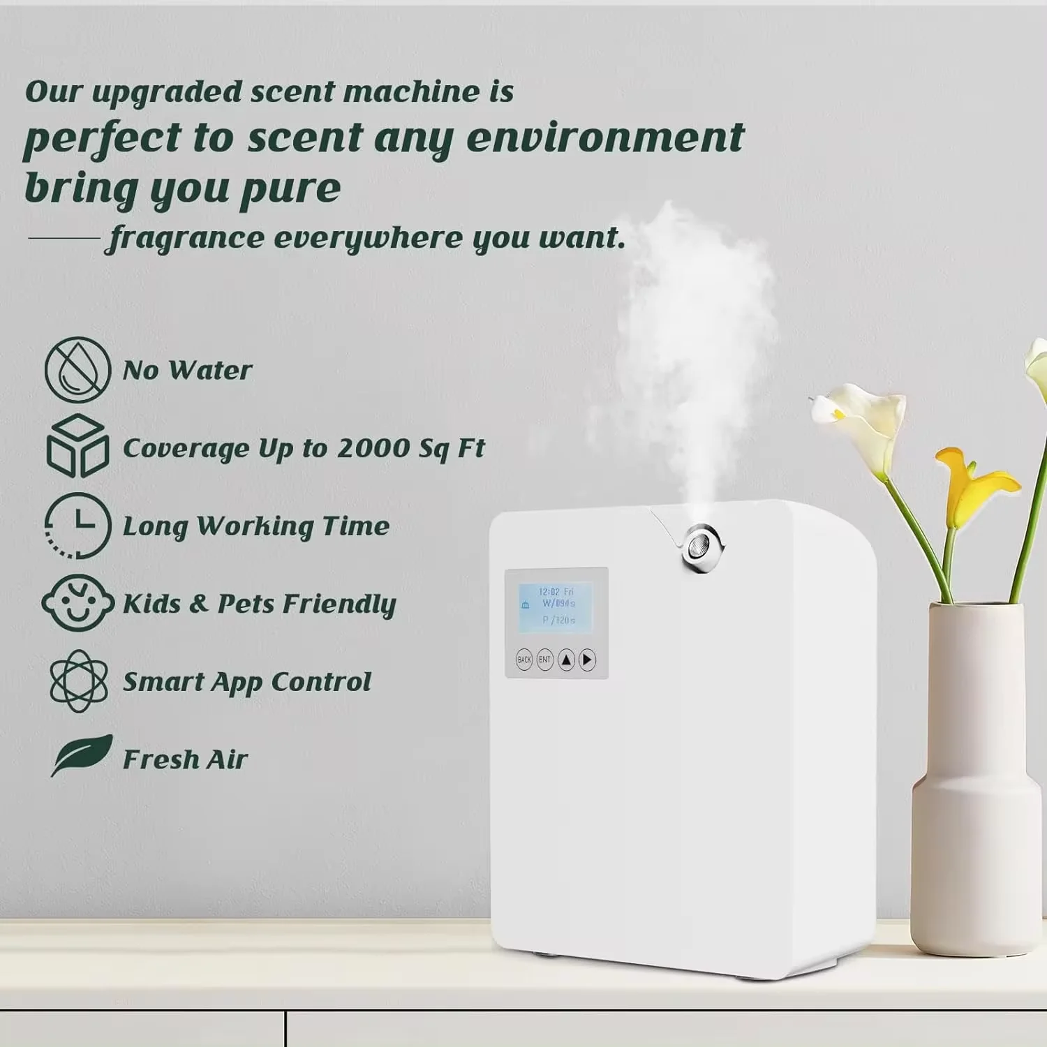 Bluetooth Smart Aroma Diffusor Hotels Lufterfrischer Abdeckung 300m3 2