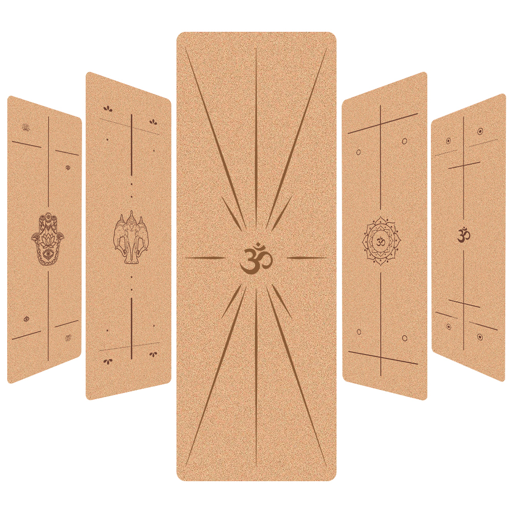 Premium Cork Yoga Mat with Alignment Lines