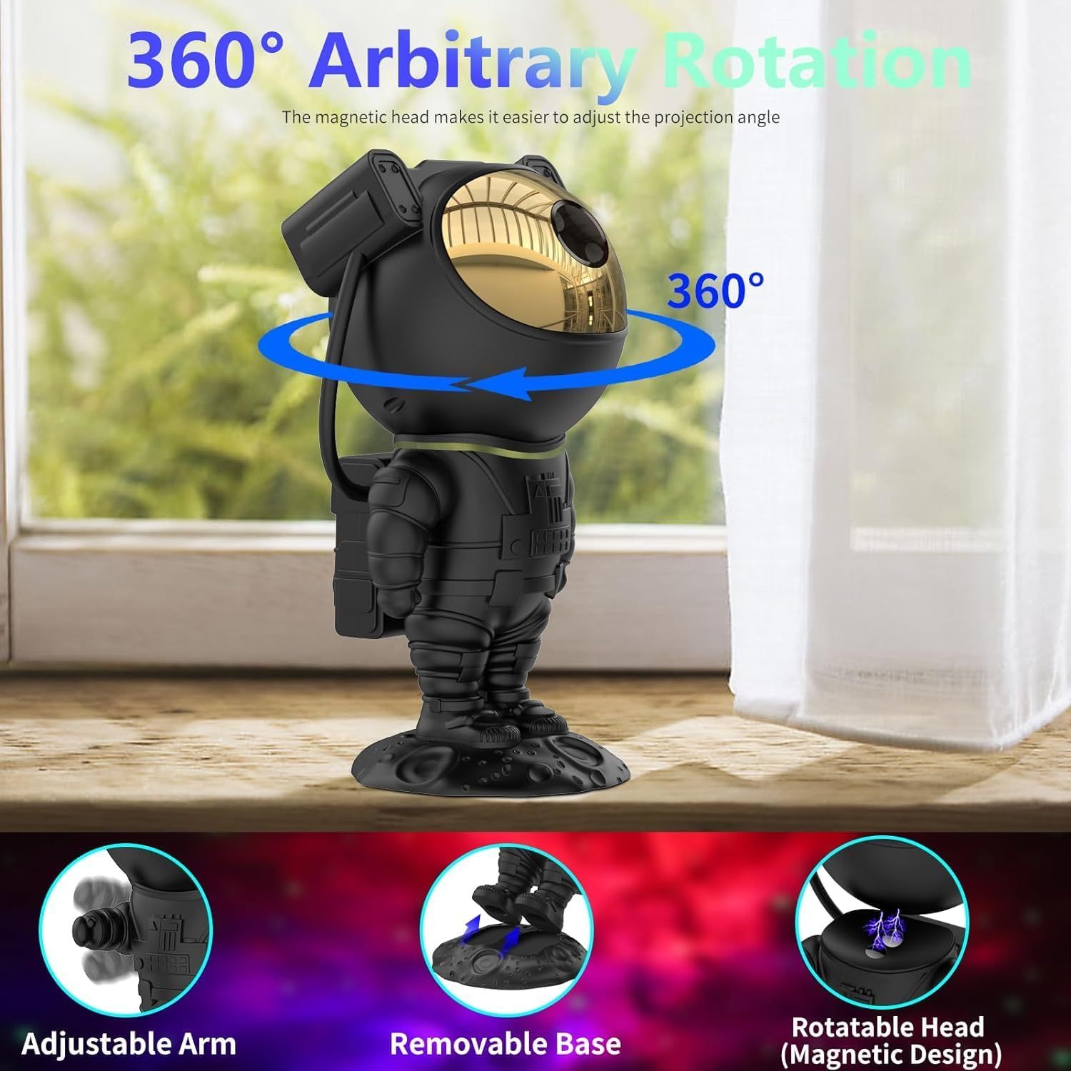 Astronaut Galaxy Projector Star Night Light Featuring Timer 2