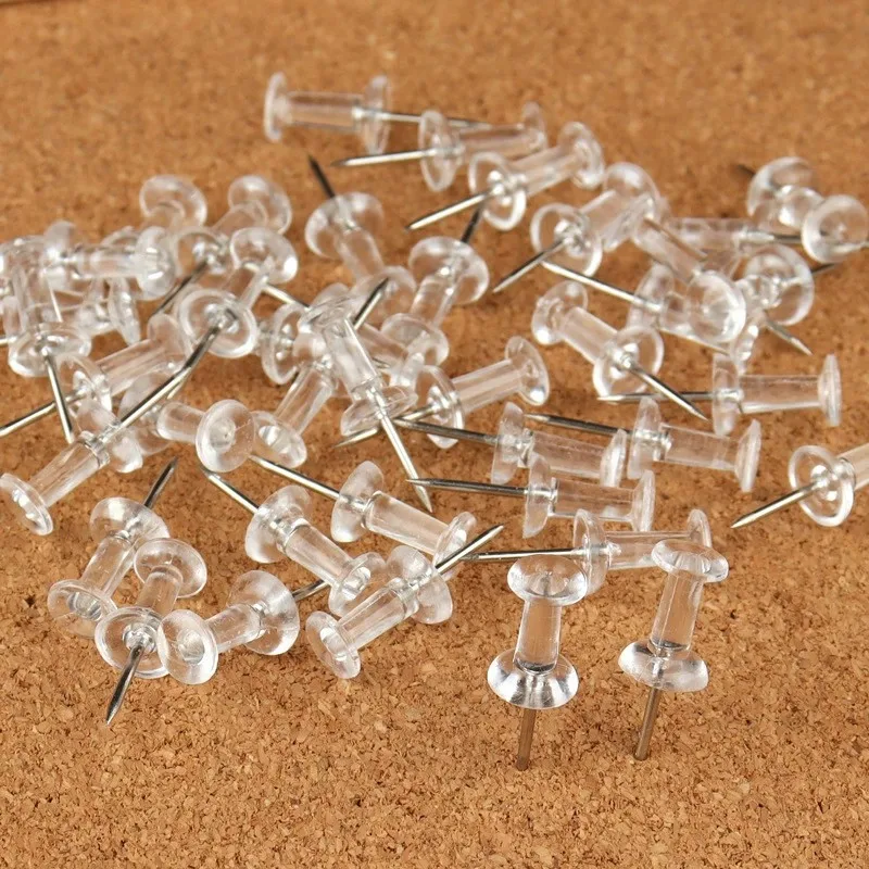 50 Colorful Push Pins, Clear Plastic Heads 4