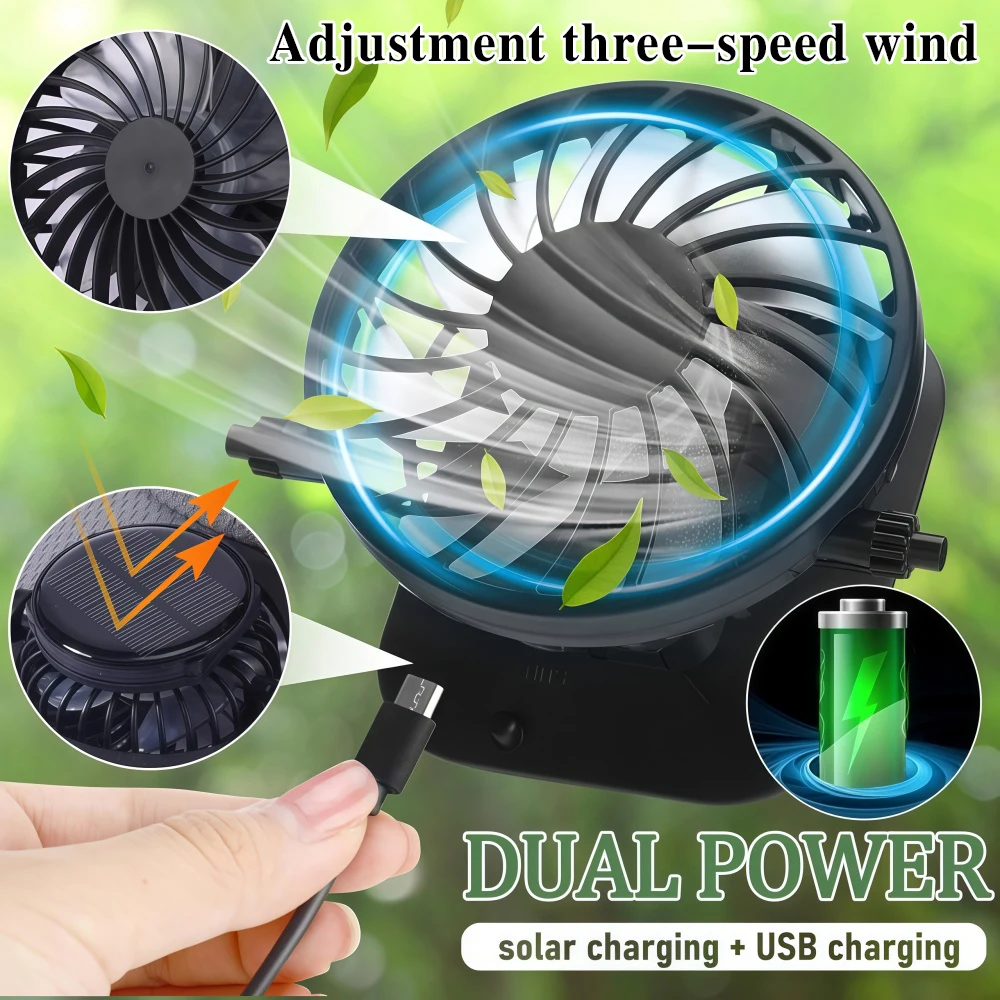 Solar-Baseballkappe mit Ventilator Sonnenschutz USB-Lade-Ventilator-Netzkappe für Sommer Outdoor 3