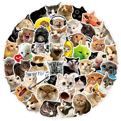 Wasserdichte Katzen-Meme Cartoon-Sticker Set