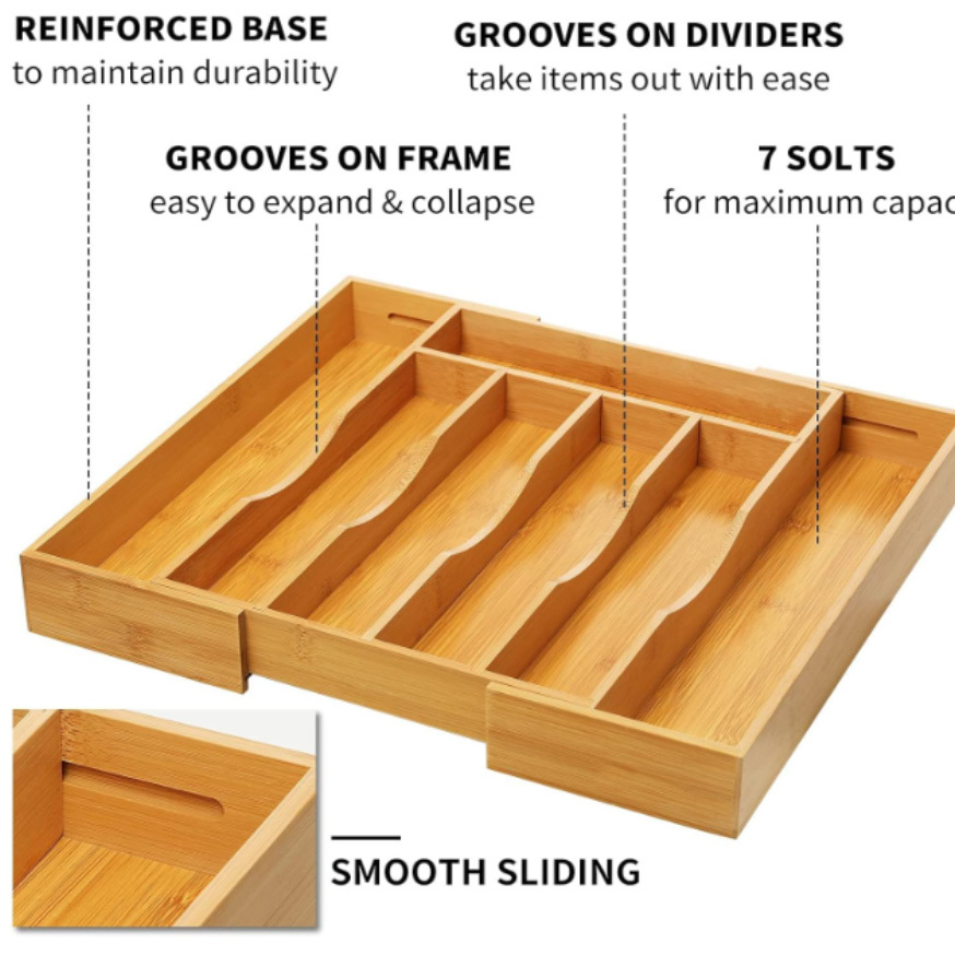 Bamboo Drawer Organizer Set With Inserts 4