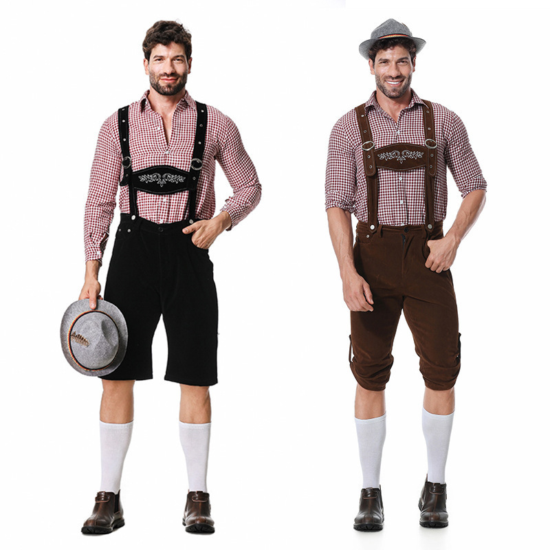 German Traditional Beer Festival Costume Halloween Plaid Shirt