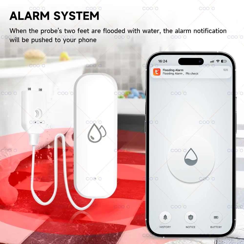 Tuya ZigBee 3.0 Leckage Alarm Detektor Wasser Leck 4