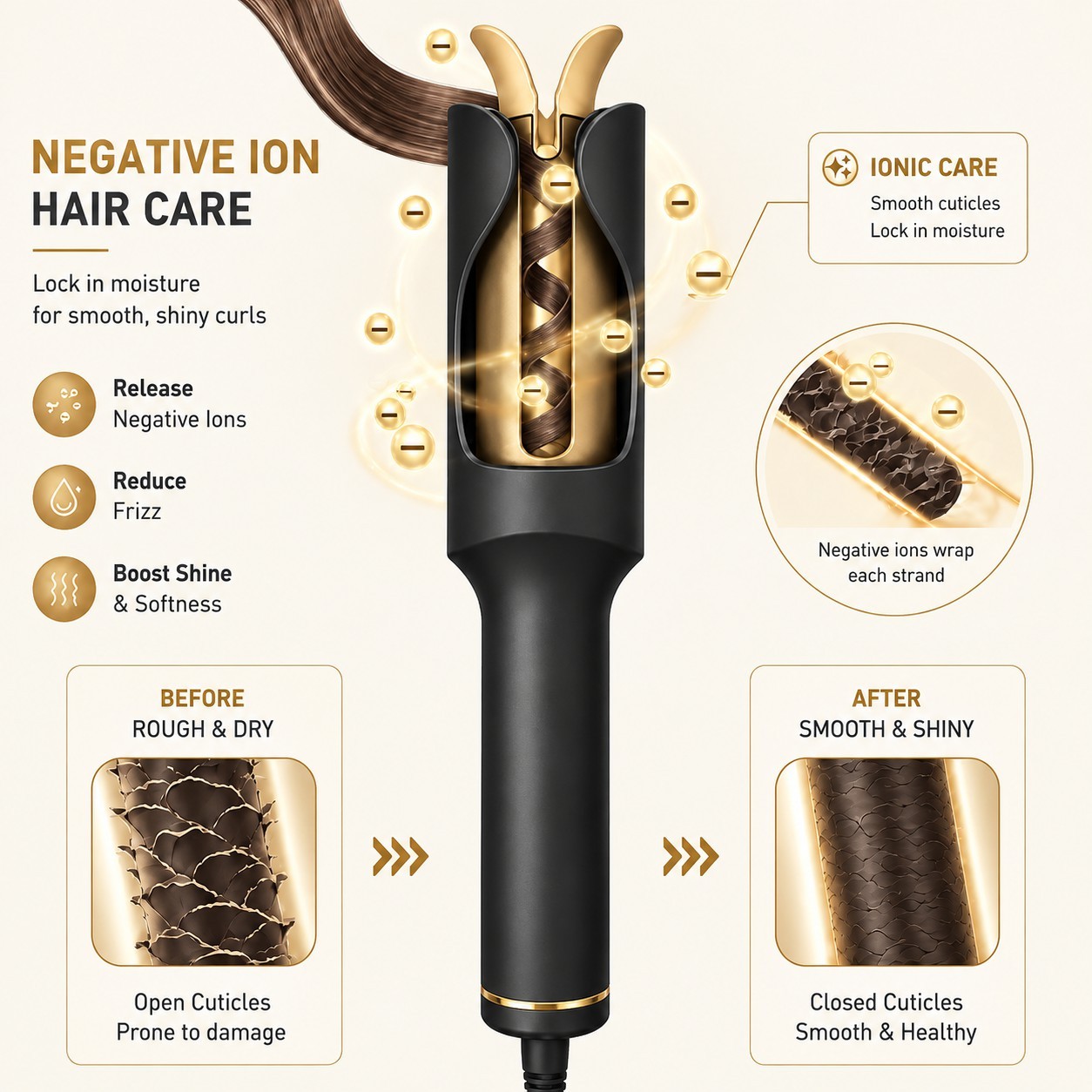 Black Gold Automatic Curling Wand 1 Inch 2