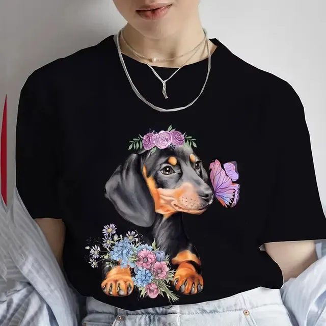 Cartoon-Dackel-Damen-T-Shirt 2
