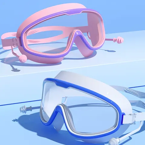Large Frame Waterproof Non-Fogging Swimming Goggles