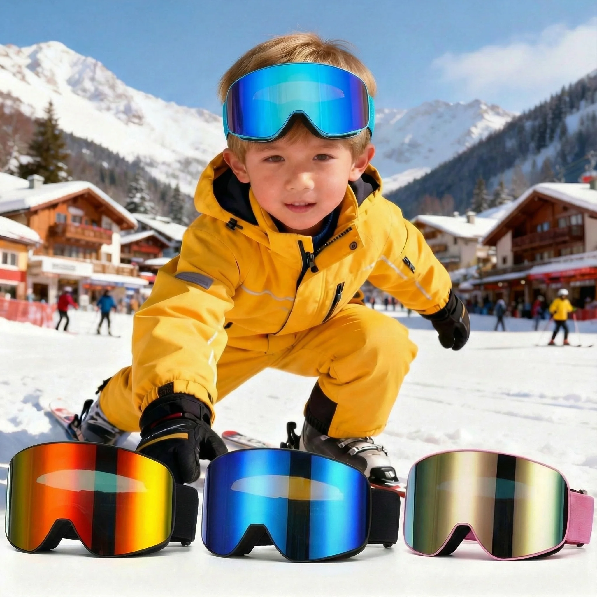 Neue Kinder-Skibrillen für 4-15 Jahre Professionelle Anti-Beschlag-Snowboardbrillen Kinder