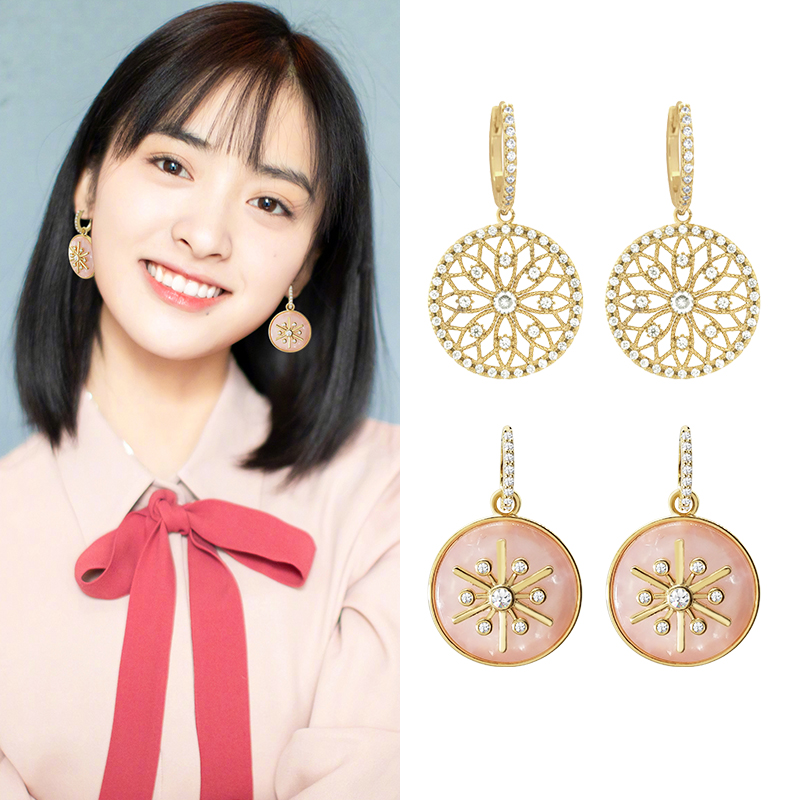Red Compass Eight Mang Star Earrings Pure Silver