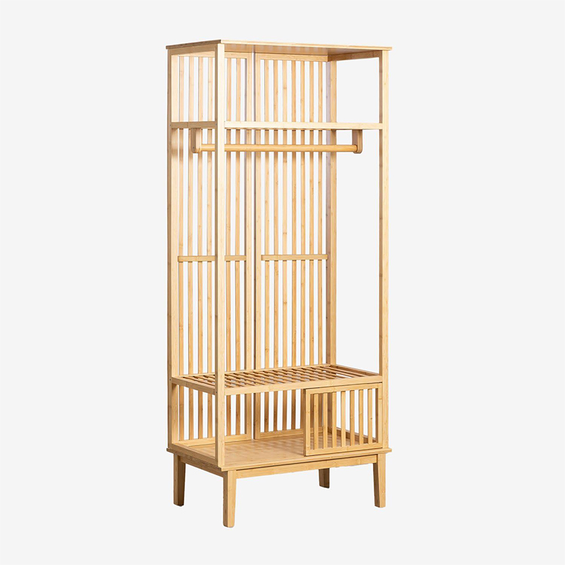 Freestanding Bamboo Coat Rack with Shelf