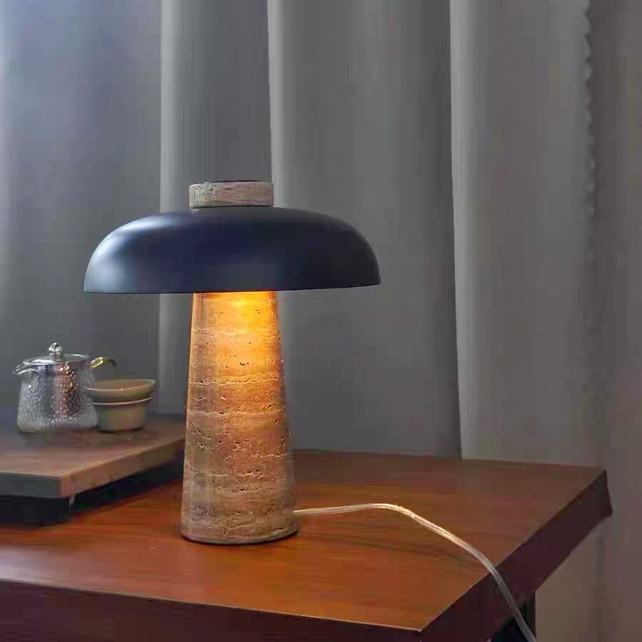 Nordic Yellow Travertine Mushroom Desk Lamp 2