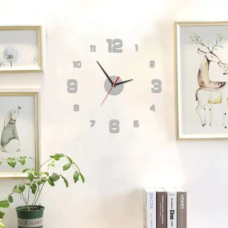 Frameless 3D Silent Digital Wall Clock Stickers 2