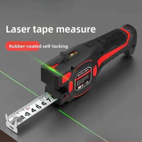 2-in-1 Laser-Entfernungsmesser mit 5M Stahlbandmaß Laser-Distanzmesser USB-Aufladung Nivellier-Messwerkzeug