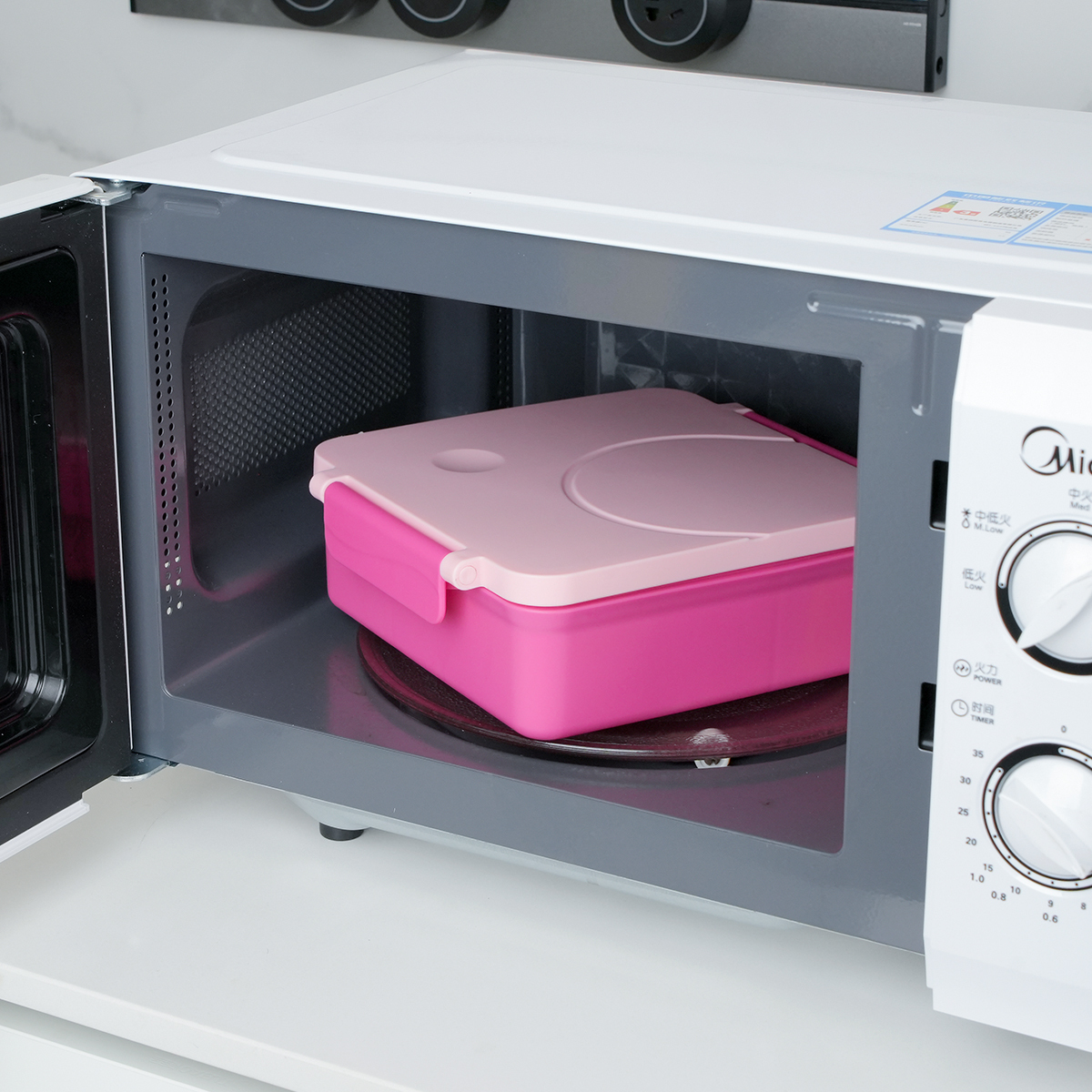 Three Compartment Bento Lunch Box with Cutlery 3