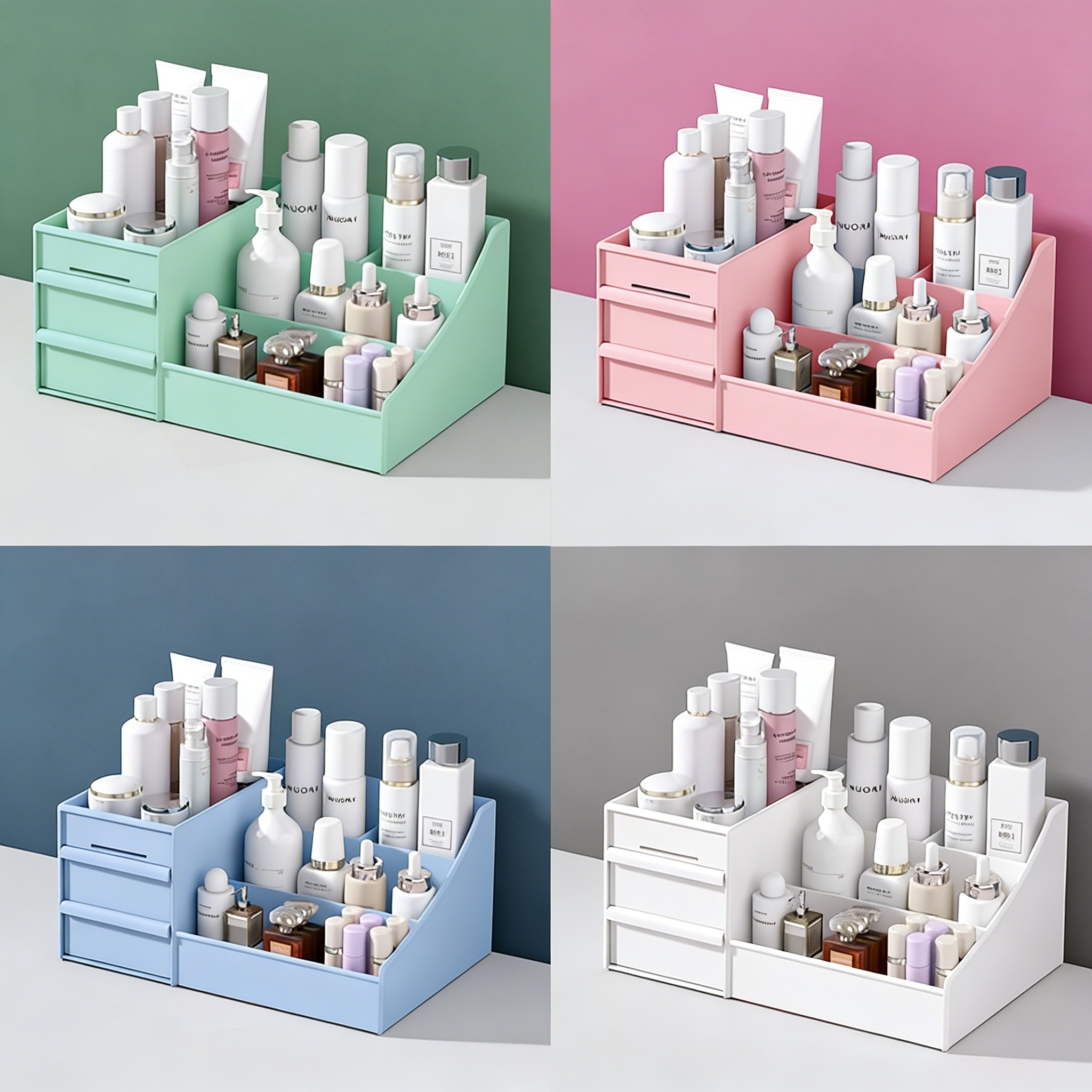 Elegant Desktop Makeup Organizer With Drawers Multi-Compartment Storage 4