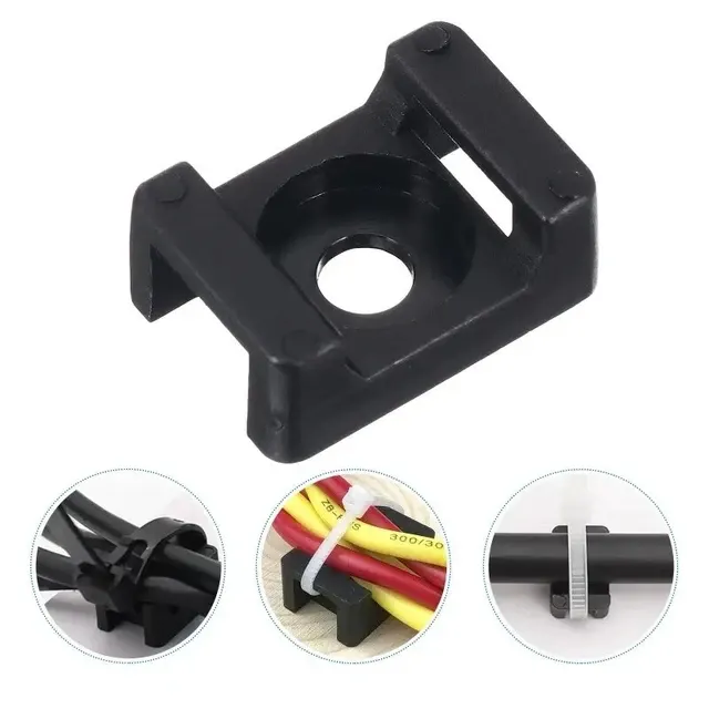 100 Black Cable Tie Mount Clips 15x10mm 3
