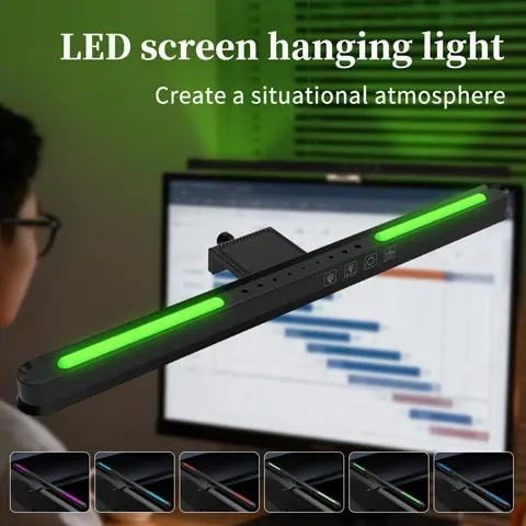 LED-Bildschirmleuchte Monitorlampe Hintergrundbeleuchtung Asymmetrisch Blendfrei Augenschutz USB-Touch-dimmbare Computer-Display-Hängeleuchte
