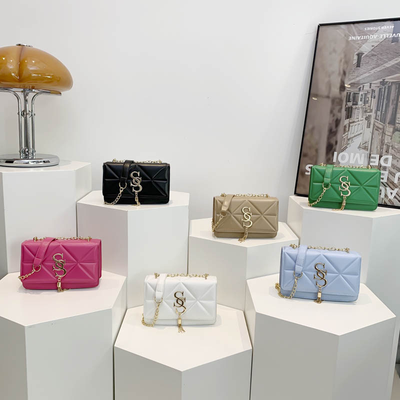 Faux Leather Crossbody Bag with Chain