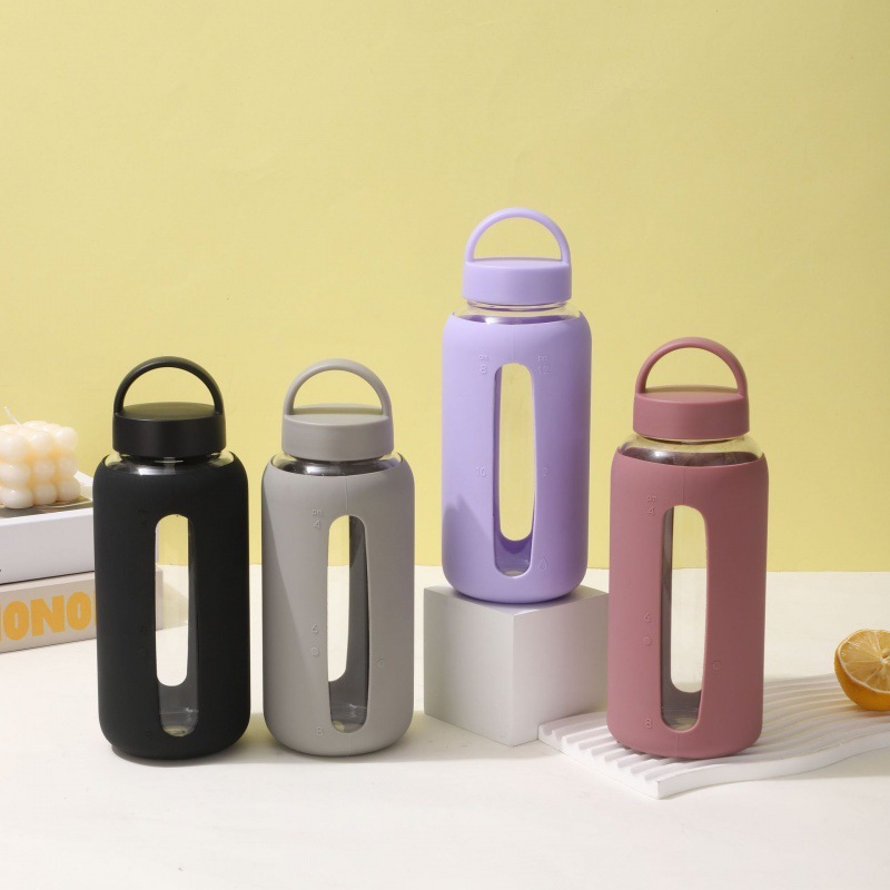 Motivational Water Bottle 800ml Borosilicate Glass Mug With