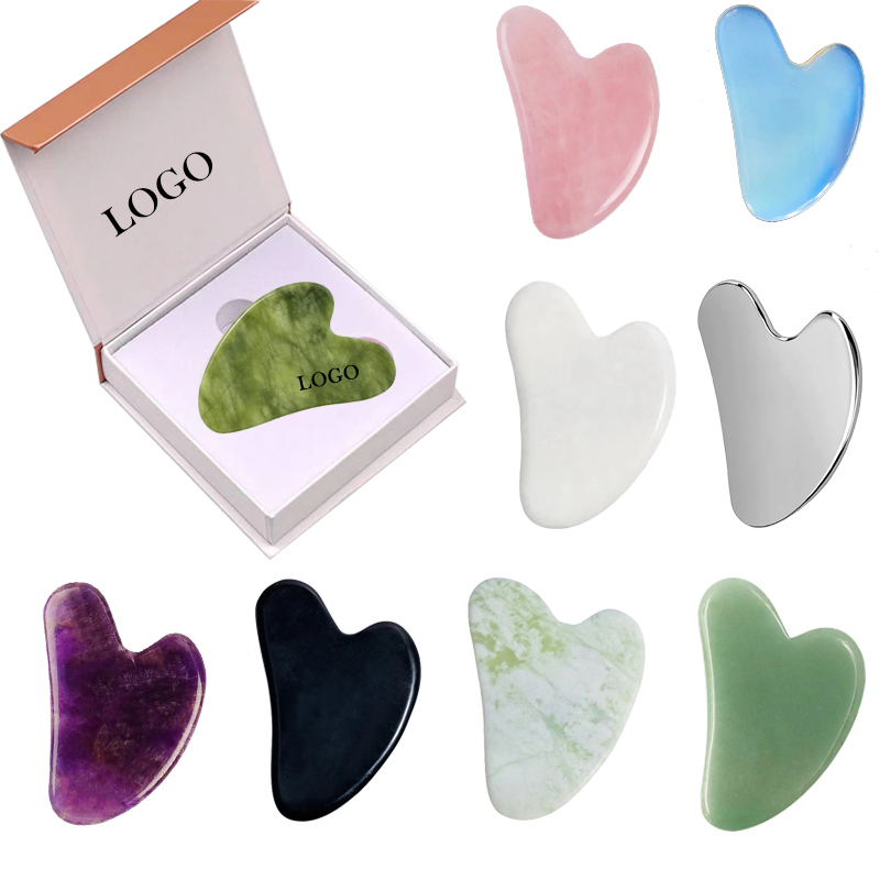 Green Jade Gua Sha Natural Stone Smooth Cold