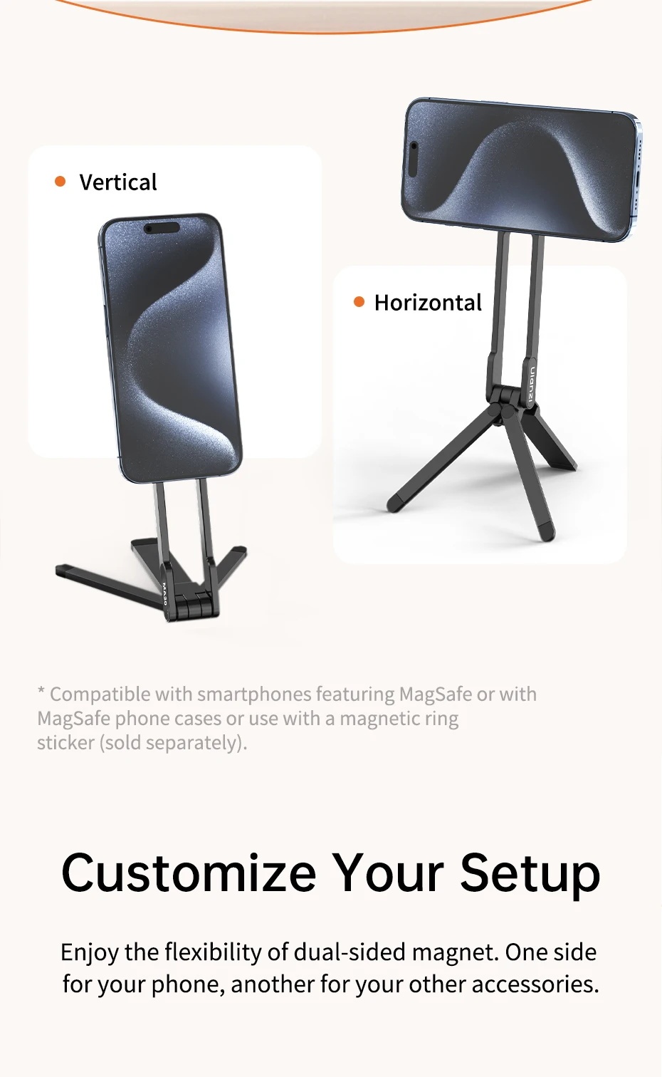 Upgrade Mini Mobile Phone Tripod Magnetic Mount Handle 3