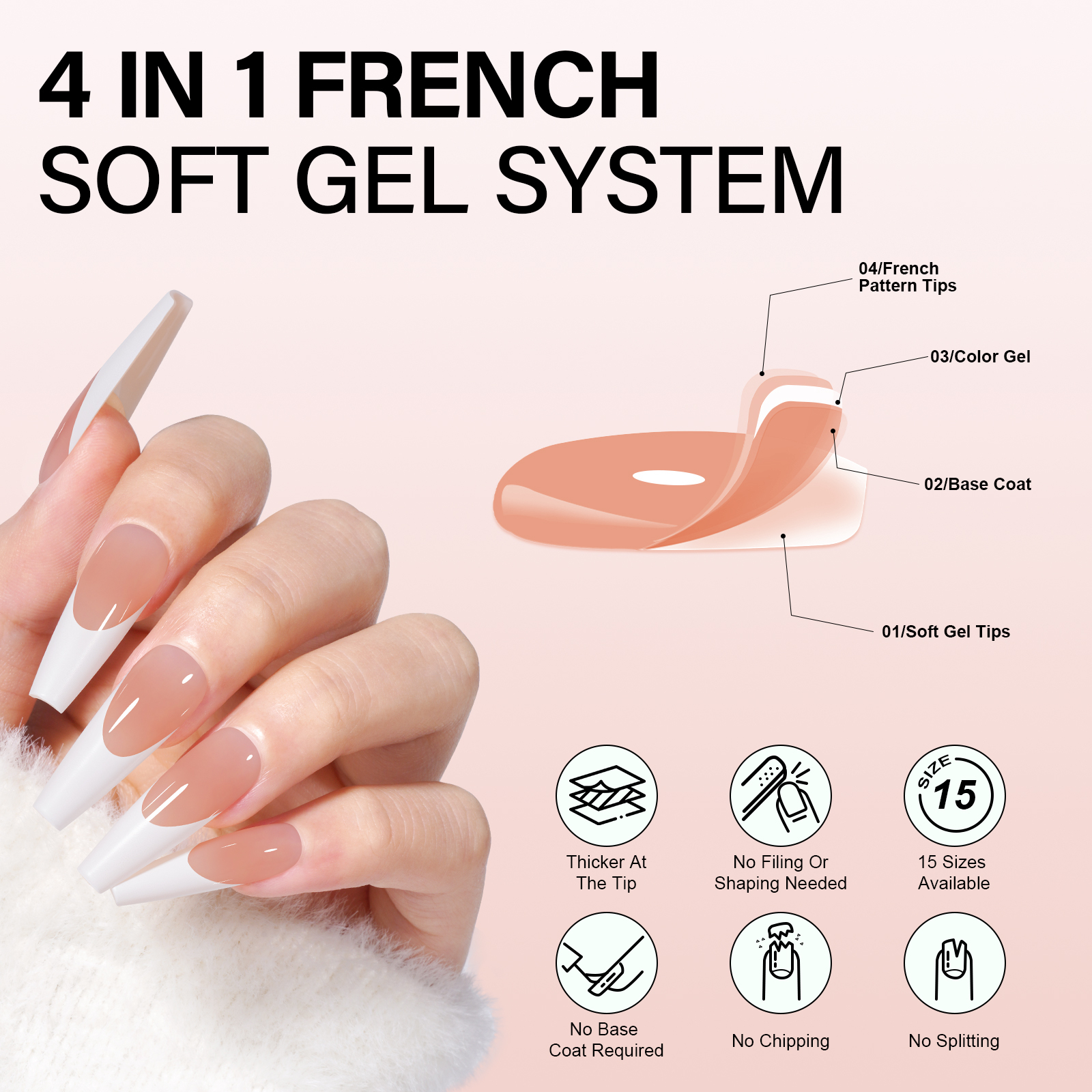 Glossy White French Press on Nails Long Coffin 4