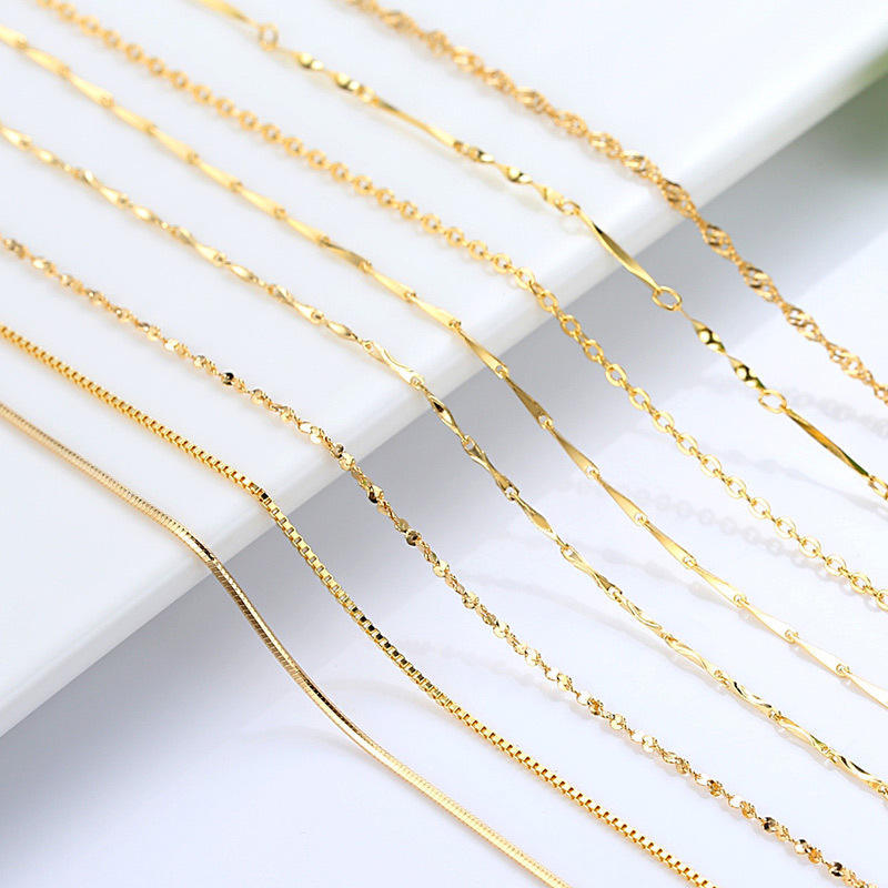 14K Gold Plated Necklace 18 Inches Water Wave