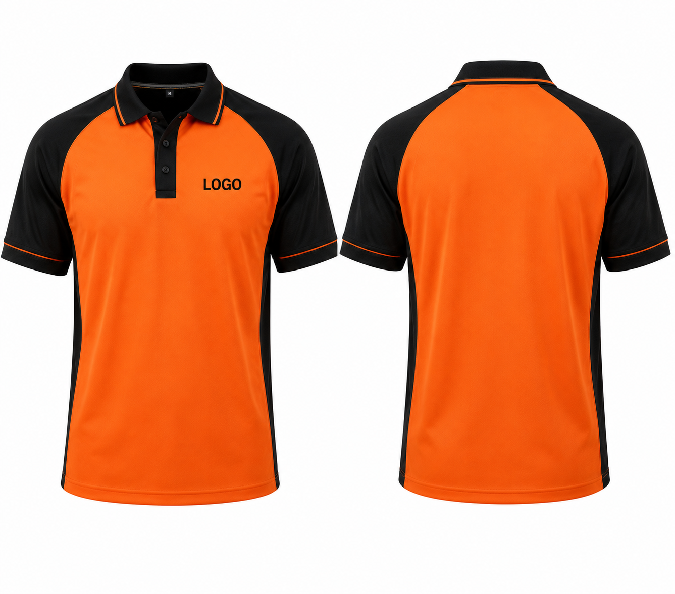 Atmungsaktives Piqué-Poloshirt in Orange-Schwarz 2