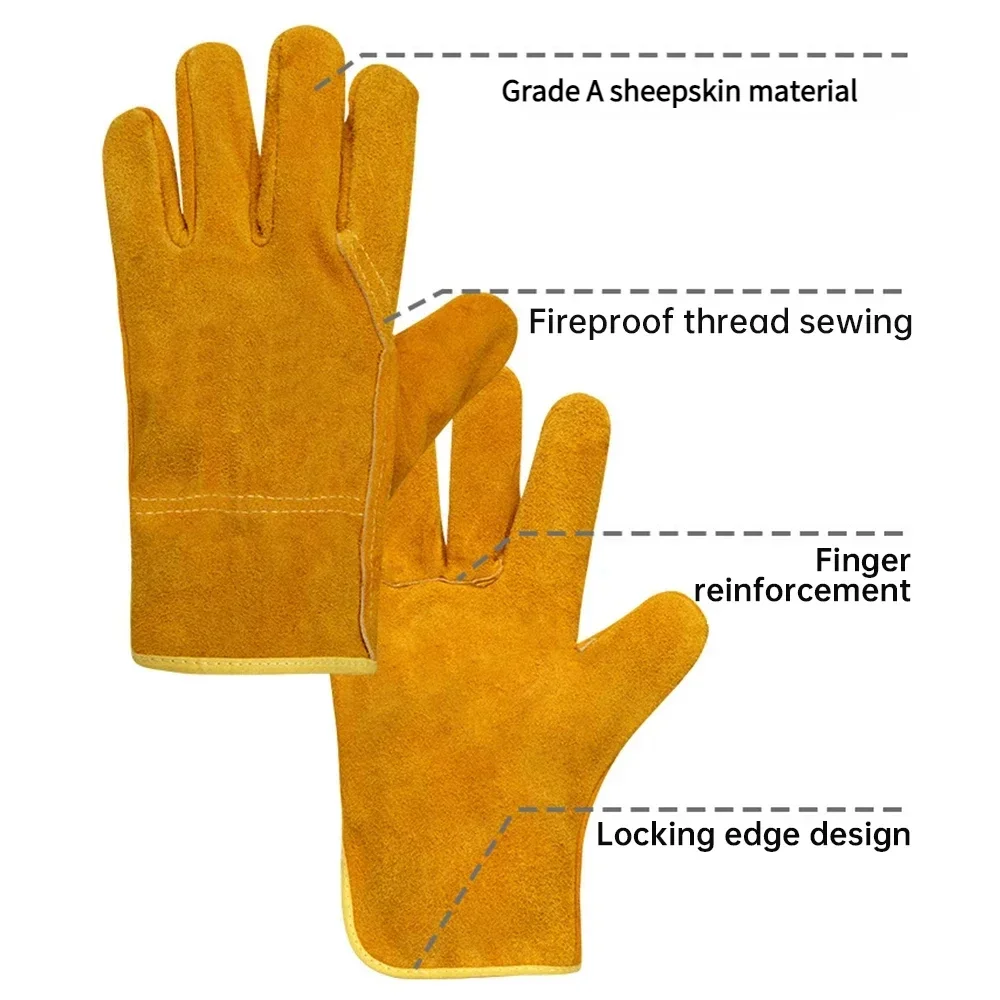 Sheepskin Leather Work Gloves, Wear-Resistant