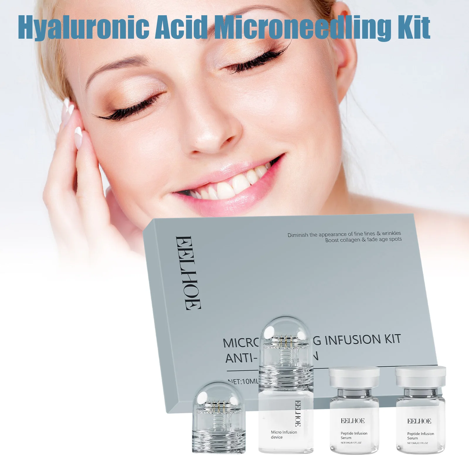 Hyaluronsäure Gesichtspflege-Set Feuchtigkeitsspendendes Serum Roller Sanfte Straffende Gesichtshaut