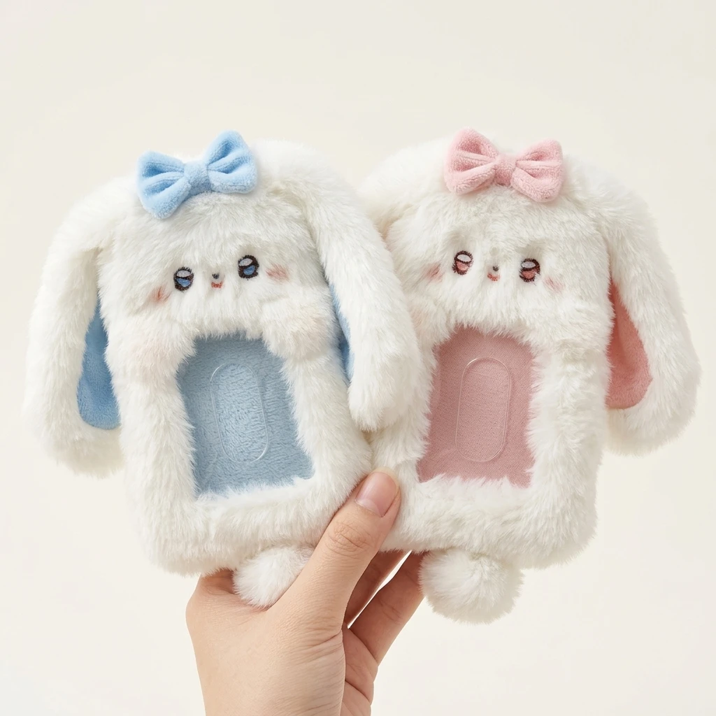 Plush Bunny Photo Holder with Bow Design 2