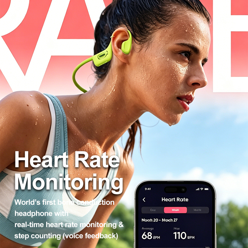 IPX8 Bone Conduction Headphones with Heart Monitor 2