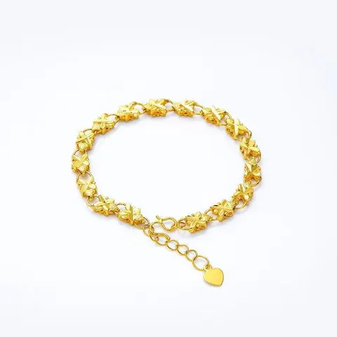 Gold-plated Lucky Clover Gift Love Heart Brass