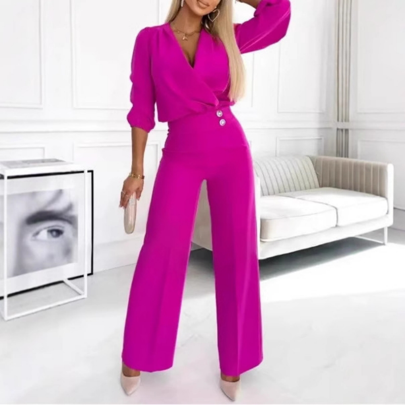 Women's V-Neck Two-Piece Trouser Suit