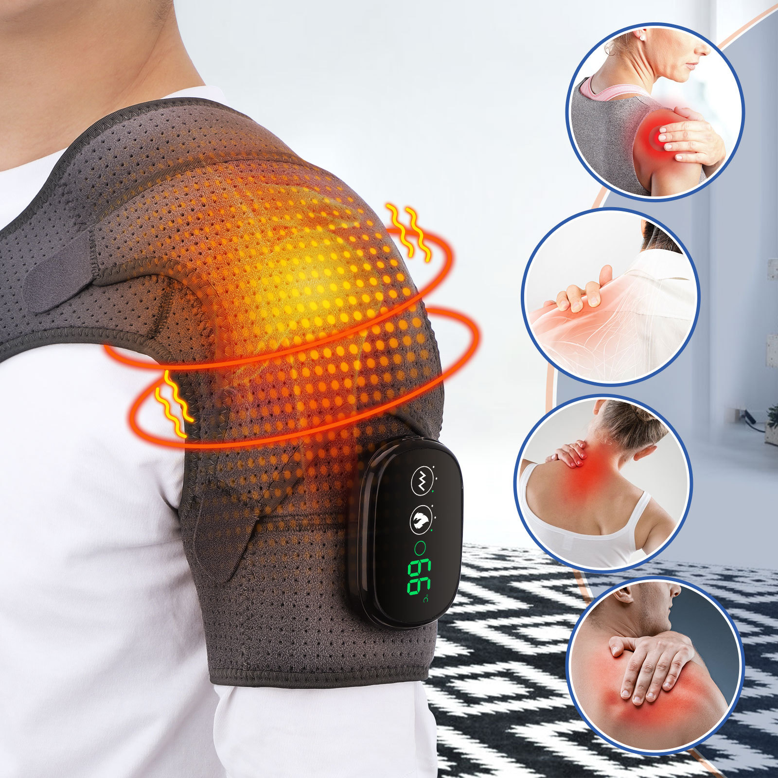 USB Rechargeable Convenient Electric Heating Shoulder Massage Heated