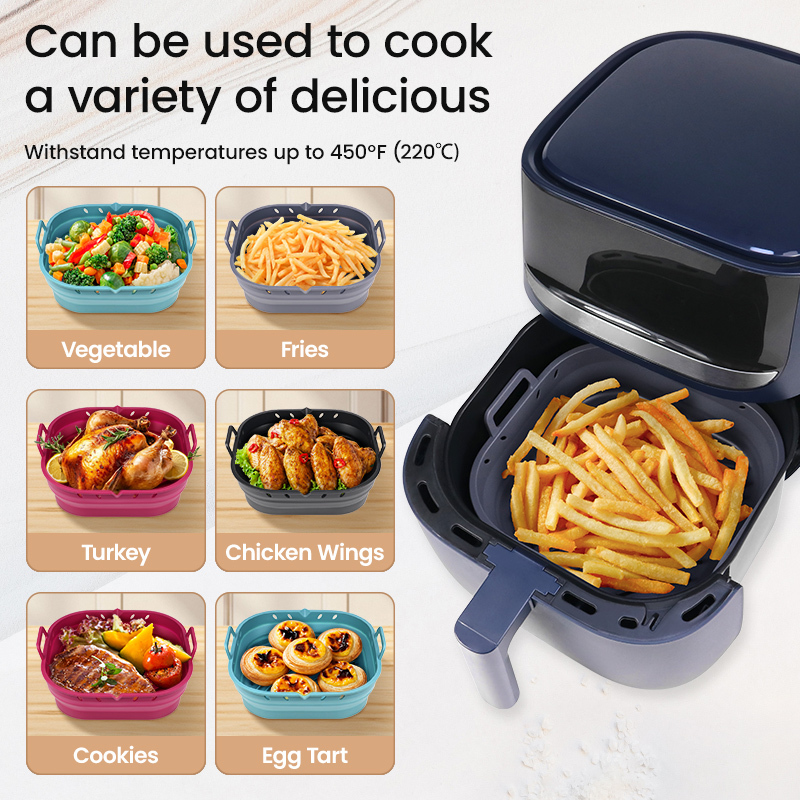 Foldable Square Silicone Air Fryer Liners 2